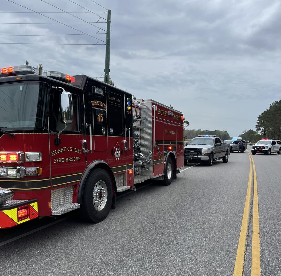 Horry County Fire Rescue crews responded to a car in a ditch along River Oaks Drive on Friday...