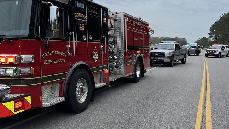 Horry County Fire Rescue crews responded to a car in a ditch along River Oaks Drive on Friday...