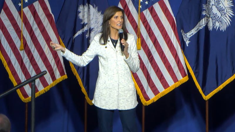 Former South Carolina governor and United Nations ambassador Nikki Haley spoke to voters...
