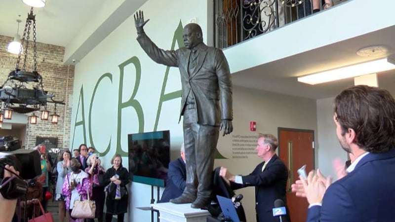 The statue of the late Congressman John Lewis was unveiled Thursday at the American College of...
