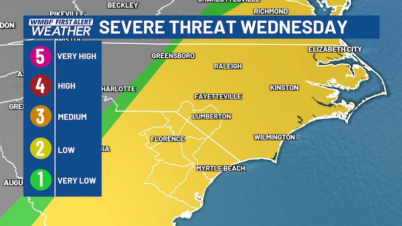 One or two strong storms are possible on Wednesday