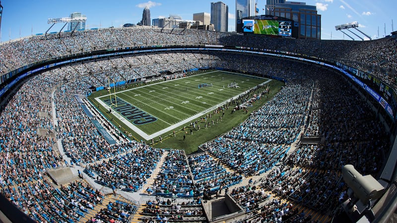 A general view of Bank of America Stadium during an NFL game between the Philadelphia Eagles...
