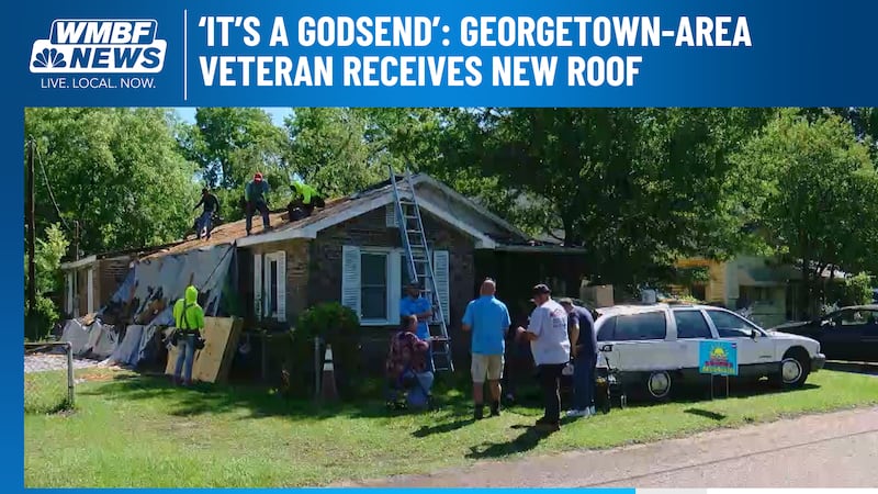A group of volunteers met up Wednesday to help provide a new roof for a Grand Strand veteran.