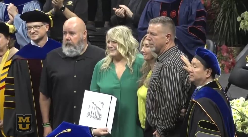 Riley Strain’s family accepted his diploma at the University of Missouri’s graduation ceremony...