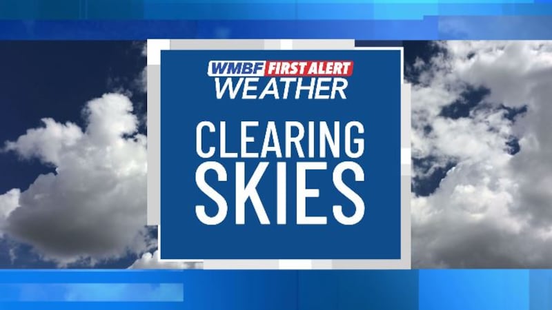 Skies clear with a gusty wind on Friday.