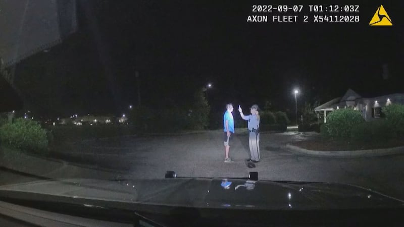 A trooper's dash cam video shows the trooper performing a field sobriety test on Andrew...