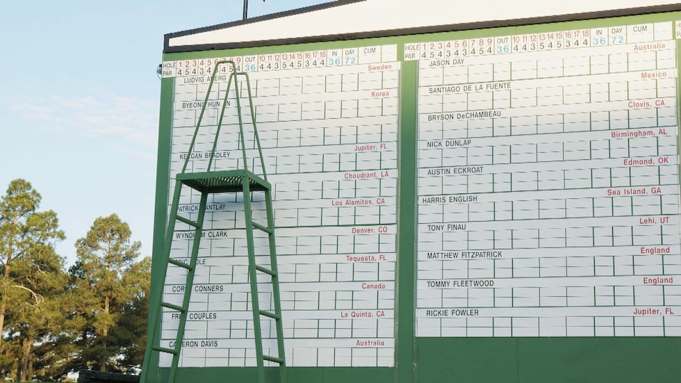 Preparations are made to add Akshay Bhatia's name to the player board at Augusta National Golf...